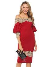 Load image into Gallery viewer, Off Shoulder Bishop Sleeve Lace  Party Dress