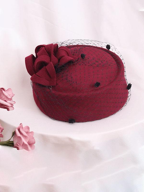 100%Wool 1950S Pillbox Hat Tulle Mrs Masiel Same Style Hat  display picture 3