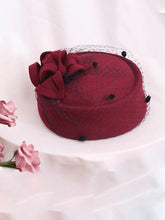 Load image into Gallery viewer, 100%Wool 1950S Pillbox Hat Tulle Mrs Masiel Same Style Hat