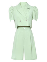 Load image into Gallery viewer, 2PS Light Green 1940S Vintage Classic Top And Pant Suit
