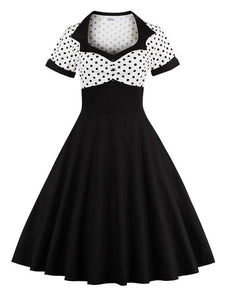 Cotton High Waist Dots 1950s Dress