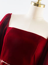 Load image into Gallery viewer, Embroidered Lantern Sleeve Vintage Little Red Dress
