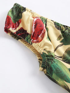 Fig Print V Neck 1950S Vintage Dress