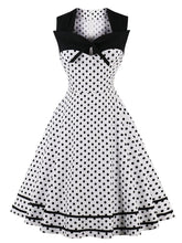 Load image into Gallery viewer, White 1950s Polka Dot Swing Dress