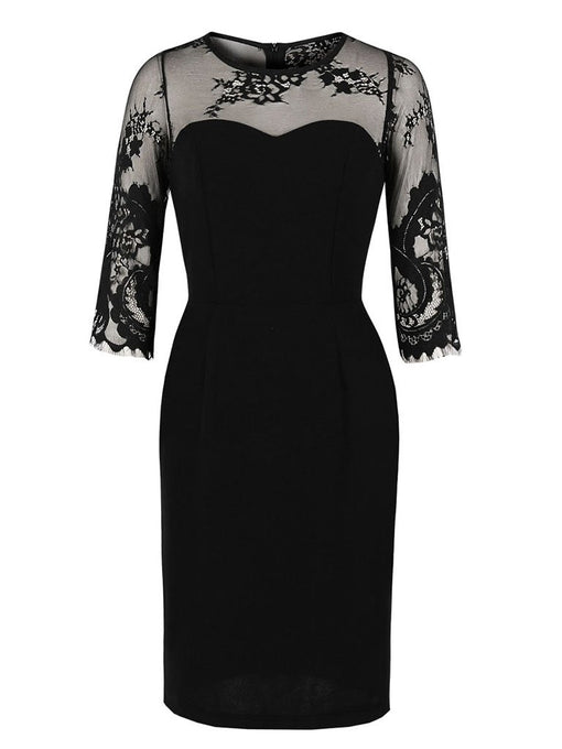 Black Lace Retro1960S Vintage Bodycon Dress