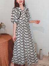 Load image into Gallery viewer, Jolly Vintage Women&#39;s Lacd Embroidered Black Floral Half Sleeves Boho Maxi Dress