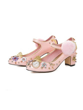 Load image into Gallery viewer, 9.5CM Luxury Pompom Chunky Heels Retro Shoes