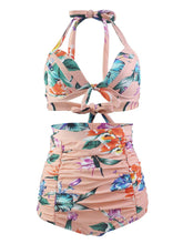 Load image into Gallery viewer, 
Pink Floral 3D Print Retro Style Bikinis swimsuits