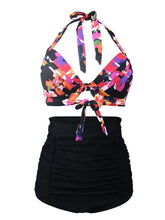 Load image into Gallery viewer, 

Floral Print Halter Backless Retro Style Binikis High Wasited Swimwear