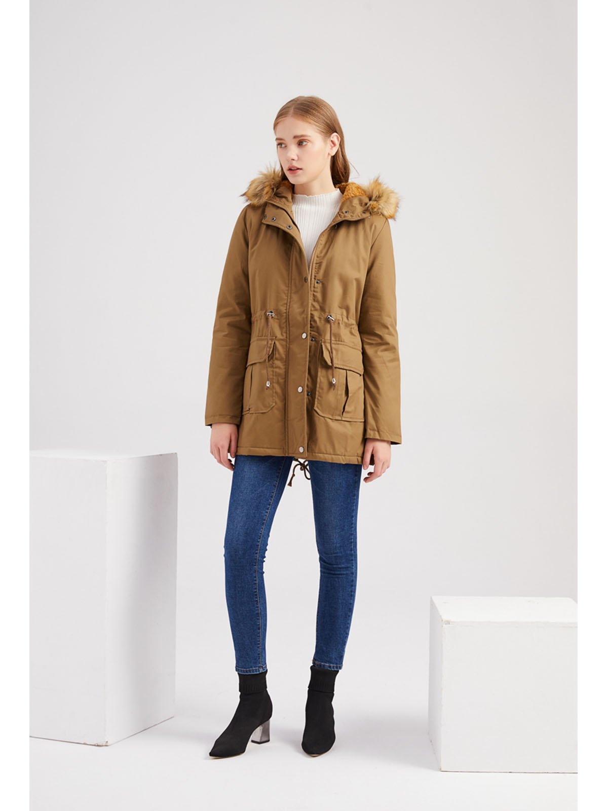 Women's Coat Street Daily Winter Plush Long Coat Solid Color Oversized Fur Warm Coat 