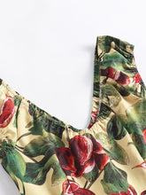 Load image into Gallery viewer, Fig Print V Neck 1950S Vintage Dress