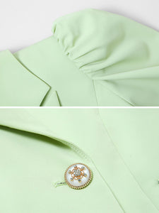 2PS Light Green 1940S Vintage Classic Top And Pant Suit