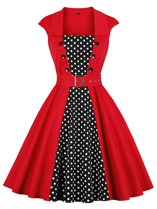 Cotton With Pocket England Style 50S Dress