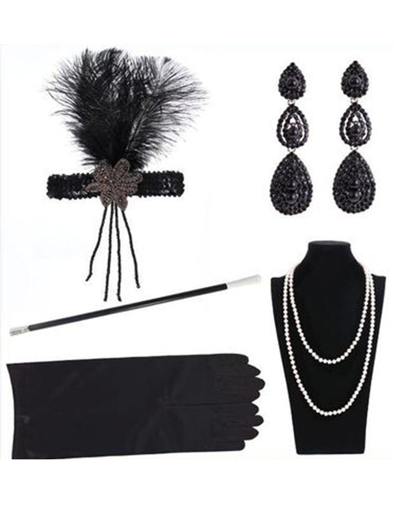 1920S Flapper Costume 5Pcs Accessory Set – Jolly Vintage display picture 3