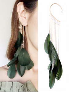 Women's Earrings Feather Earrings Unique Single Tassel Vintage Party Earrings