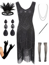 Load image into Gallery viewer, Sequined Fringed Flapper 20S Dress Set