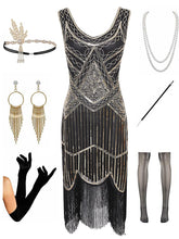 Load image into Gallery viewer, Sequined Fringed Flapper 20S Dress Set