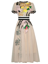Load image into Gallery viewer, Embroidered Cape Style 1950s Vintage Party Dress