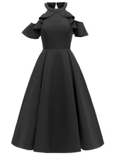 Load image into Gallery viewer, Elegant Open Shoulder CrewNeck Dress