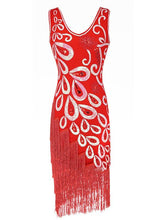 Load image into Gallery viewer, 3 Colors 1920s Peacock Sequined Flapper Dress
