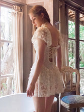 Load image into Gallery viewer, Fairy Style Lace Flowers Ruffles Vintage One Piece Swimwear Bathing Suit
