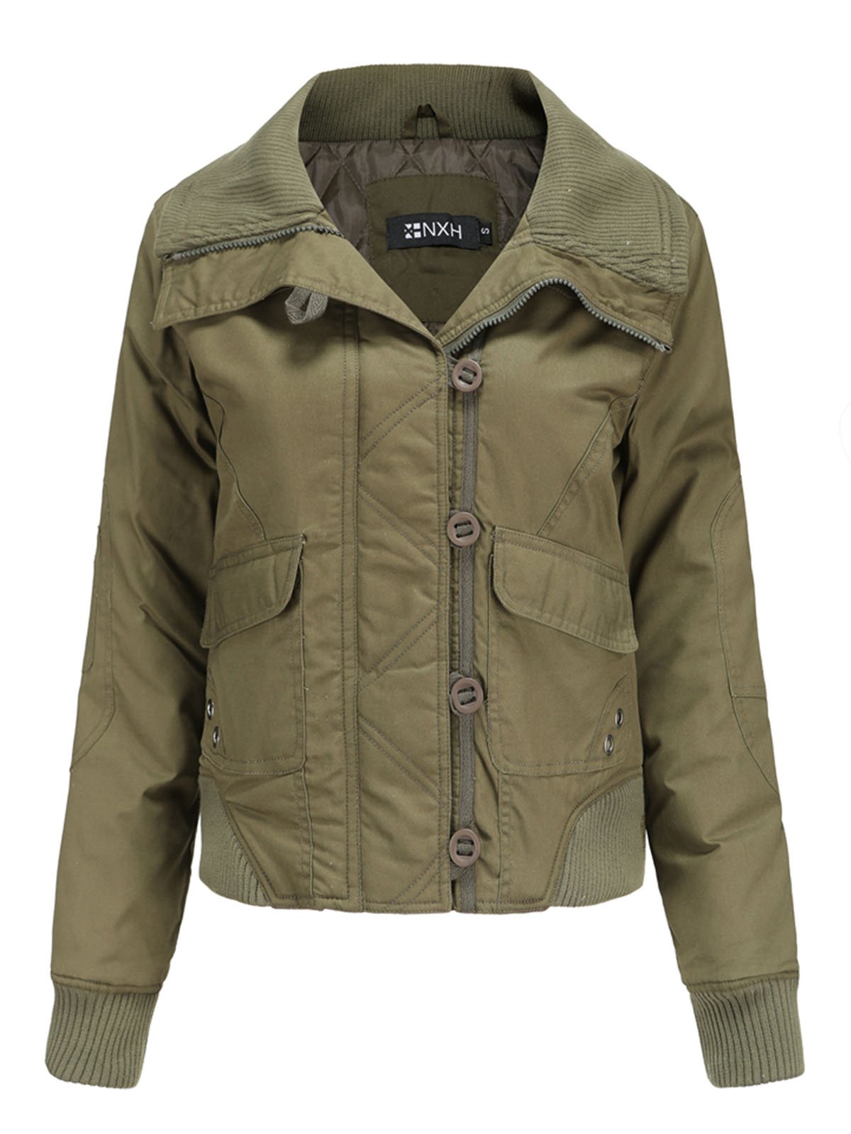 Women's Jacket Street Daily Holiday Fall Winter Turndown Collar Cotton Warm Solid Color Jacket