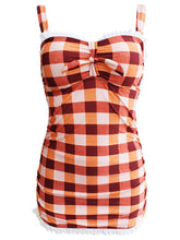 Load image into Gallery viewer, High Waisted Sexy Retro Style Backless Plaid One Piece Bikini