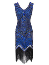 Load image into Gallery viewer, Champagne 1920s Sequined Flapper Dress