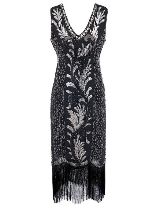 6 Color 1920S Sequined Fringe Peacock Flapper Dress