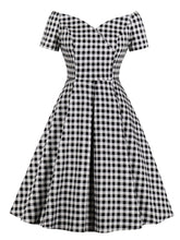 Load image into Gallery viewer, Plaid Collar Consice Short Sleeve Vintage Dress