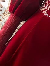 Load image into Gallery viewer, Embroidered Lantern Sleeve Vintage Little Red Dress