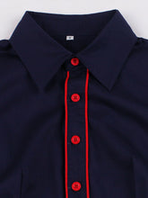 Load image into Gallery viewer, Navy And Red Claasic Collar 1950S Dress With Belt