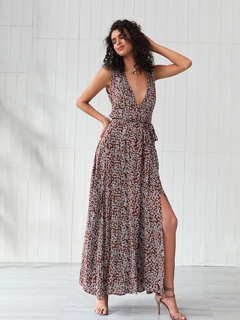 deep v boho dress Sexy A-Line Deep V-Neck Backless Chiffon Boho Wedding Dresses with Ple Angrila