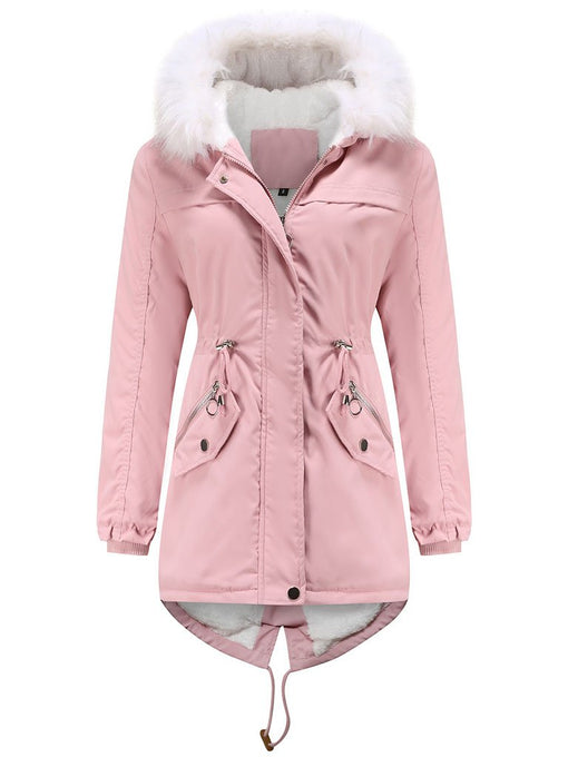 Women's Coat Daily Going Out Fall Winter Casual Waisted Solid Color Cotton Oversized Hoodie Coat