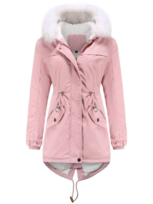 Women's Coat Daily Going Out Fall Winter Casual Waisted Solid Color Cotton Oversized Hoodie Coat