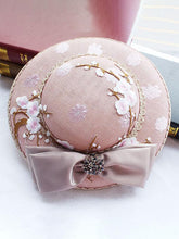 Load image into Gallery viewer, Pink Plum Embroidery Flower And Bow Rhinestone Decoration 1950S Hat 