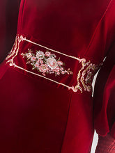 Load image into Gallery viewer, Embroidered Lantern Sleeve Vintage Little Red Dress