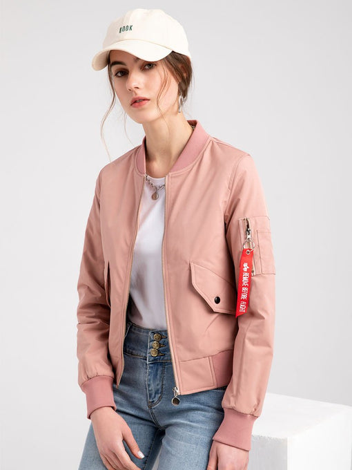 Women's Pilot Style Jacket Daily Zippered Fall Winter Casual Solid Color Stand Collar Sporty Jacket