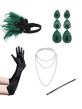 Load image into Gallery viewer, Green 1920s Maxi Sequined Flapper Dress Set