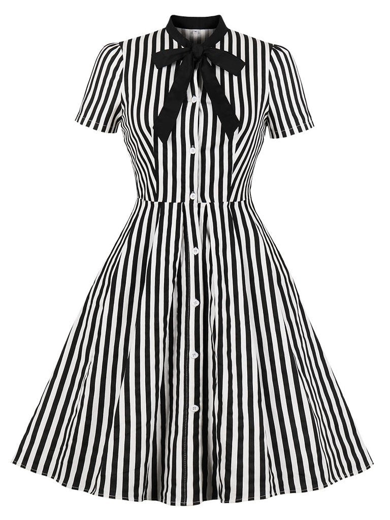 1950s black tie dress 2PS White Lace Jabot Collar Top and Swing Skirt Vintage Black Dress 1950s Suits, Black / XS main image 1
