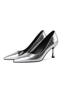 7CM High Heel  Pointed Toe Leather Shoes