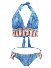 Load image into Gallery viewer, Sexy Retro Style Fringe Two Pieces Backless Trigonal Bikini Sets