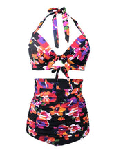 Load image into Gallery viewer, 

Floral Print Halter Backless Retro Style Binikis Swimwear
