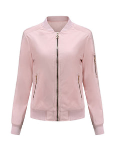 Women's Jacket Street Daily Fall Winter Casual Solid Color Stand Collar Jacket