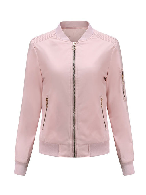Women's Jacket Street Daily Fall Winter Casual Solid Color Stand Collar Jacket