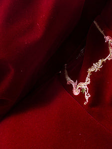 Embroidered Lantern Sleeve Vintage Little Red Dress