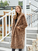 Load image into Gallery viewer, Faux Fur Coat Women Leopard Hooded Long Sleeve Oversized Winter Coat 