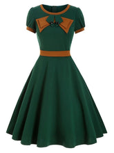 Load image into Gallery viewer, 1950S Bow Collar Swing Dress With Belt 