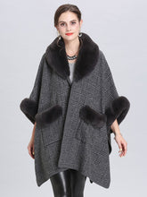 Load image into Gallery viewer, Faux Fur Coat Gingham Women ‘s Overcoat With Pockets