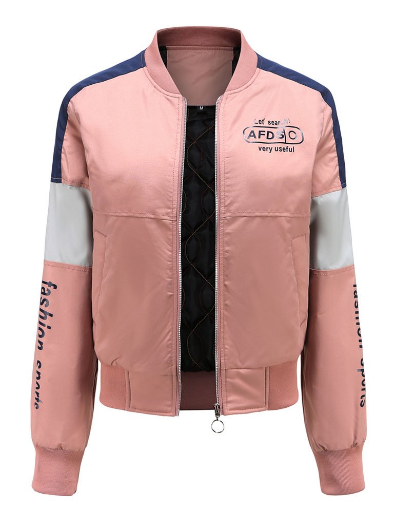 Women's Pilot Style Jacket Daily Fall Winter Casual Two tone Stand Collar Sporty Jacket